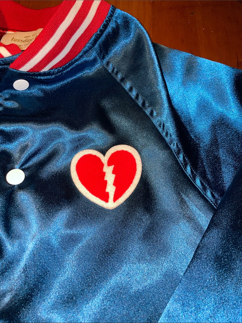 Tuesday of California Mixed Emotions Club women’s Satiny Bomber Jacket 1X - Picture 5 of 8